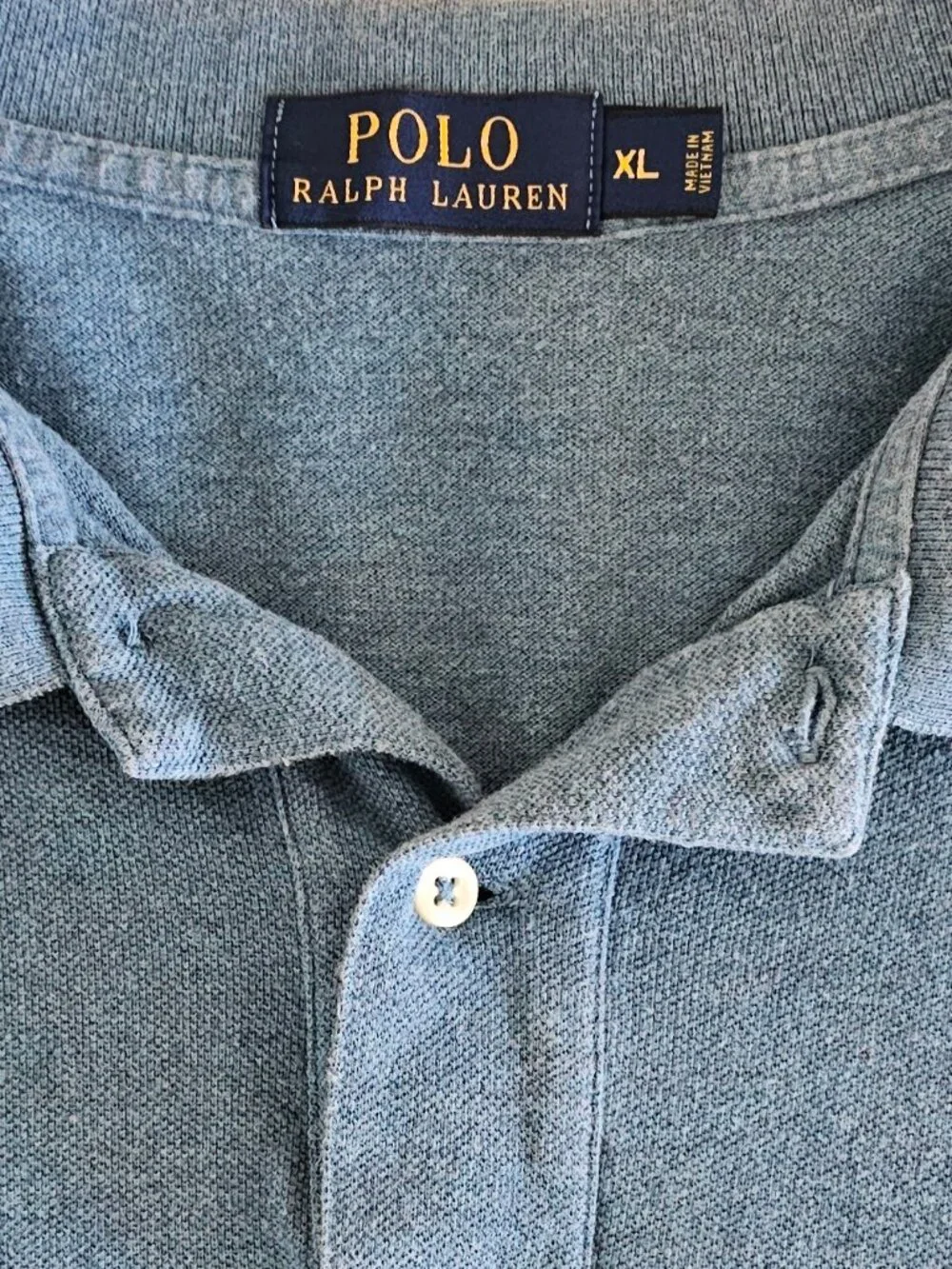 Polo Ralph Lauren Polo Shirt Men XL Blue Heather Orange Pony 100% Cotton